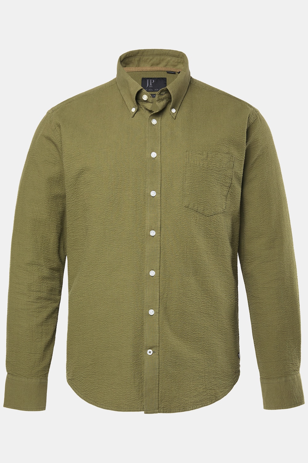 JP1880 Seersucker-Hemd, Langarm, Buttondown-Kragen, Modern Fit, bis 8 XL