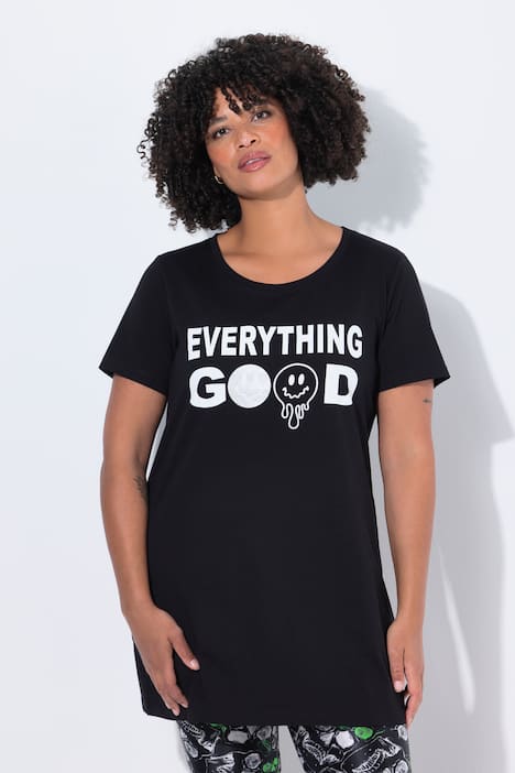 Longshirt, Smiley Schriftzug, Halbarm