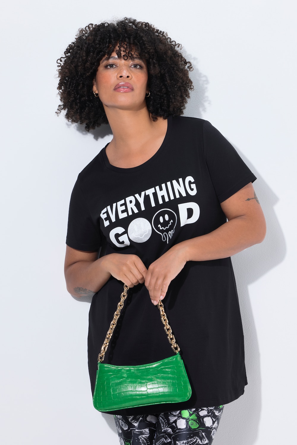 Longshirt, Smiley Schriftzug, Halbarm