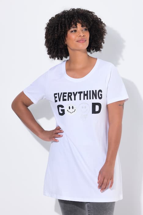Longshirt, Smiley Schriftzug, Halbarm