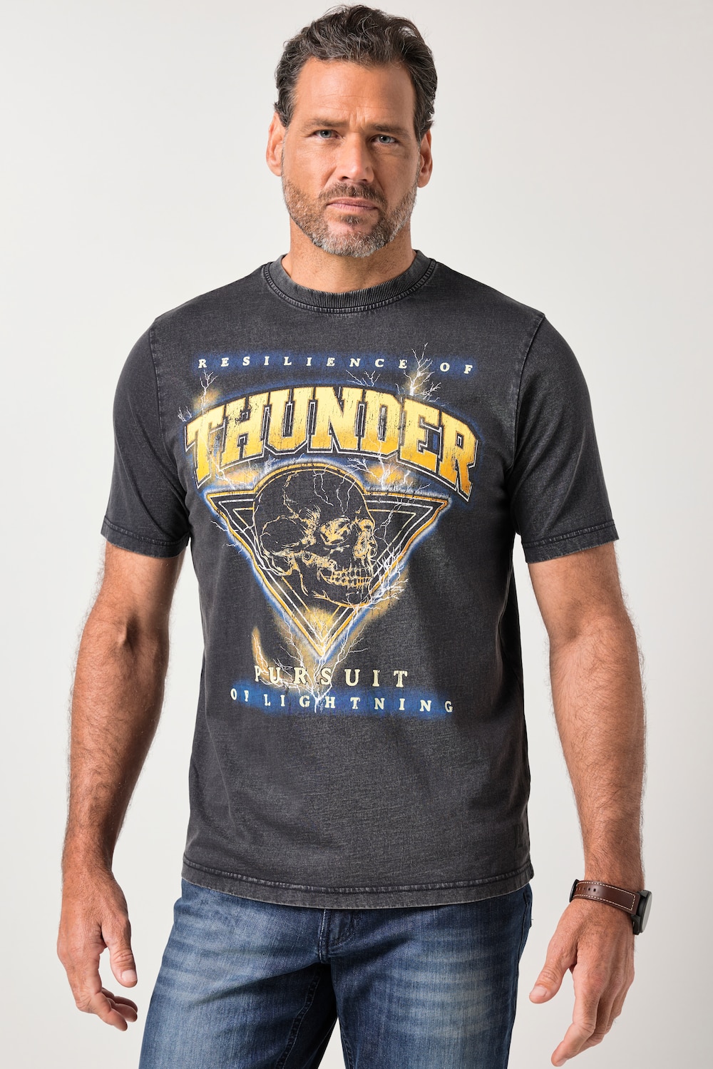 JP1880 T-Shirt, Halbarm, Vintage-Look, Brustprint, bis 8 XL