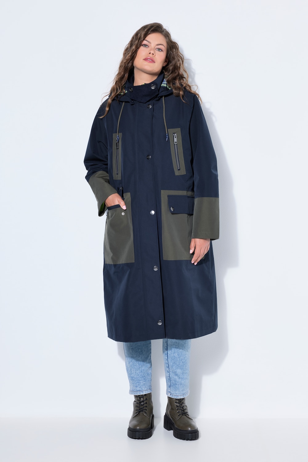 Große Größen 4 Jahreszeiten Funktionsmantel, Damen, blau, Größe: 44/46, Polyester, LAURASON