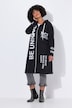 Long-Sweatjacke, A-Linie, Schriftzüge, Kapuze