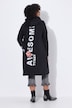 Long-Sweatjacke, A-Linie, Schriftzüge, Kapuze
