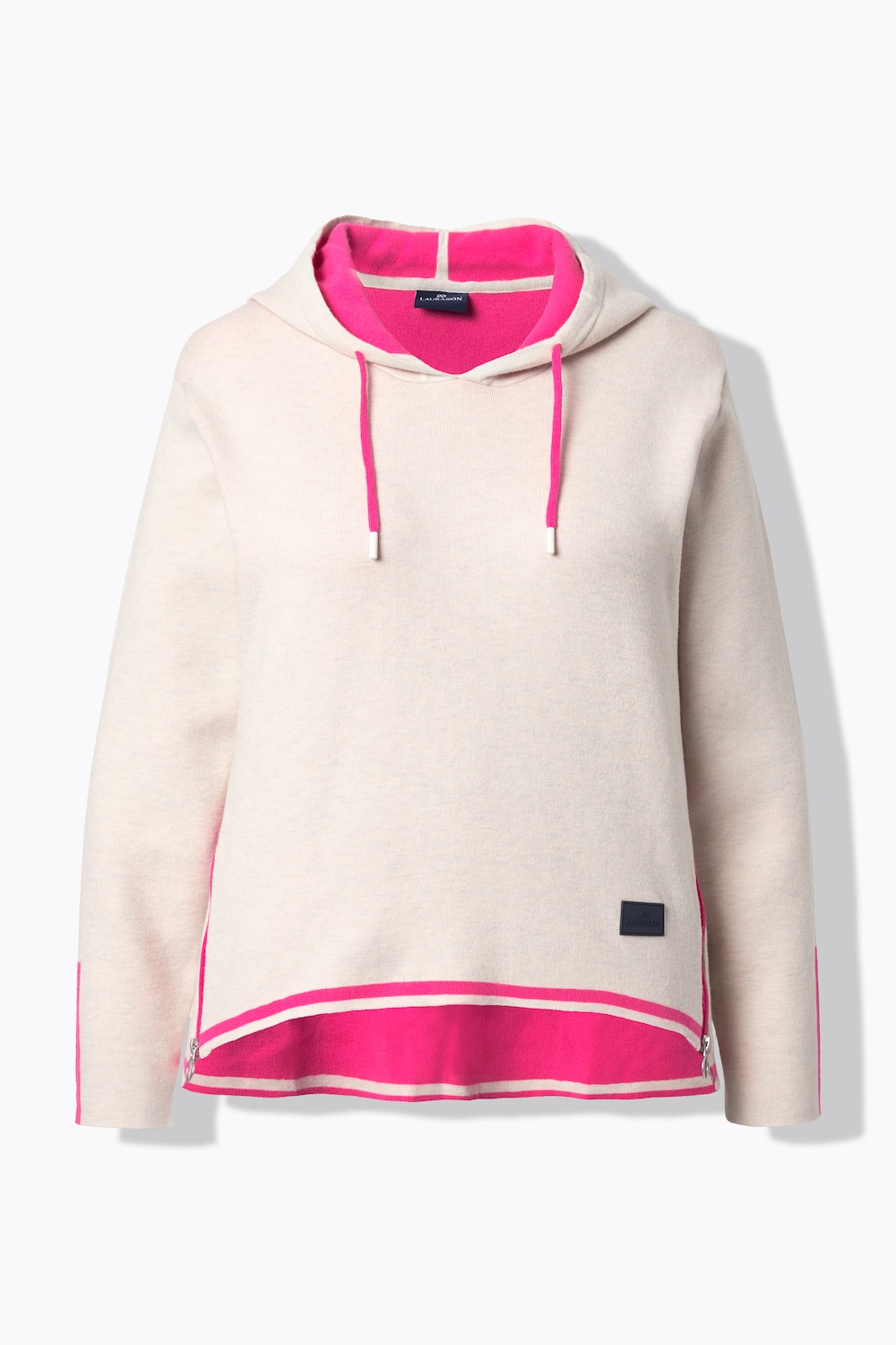 Stora storlekar Finstickad hoodie, Dam, grå, storlek: 52/54, Viskos/Syntetfibrer/Polyester, LAURASON