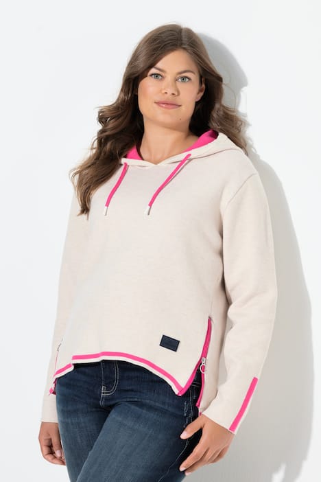 Gebreide hoodie, dubbelzijdig, capuchon, lange mouw