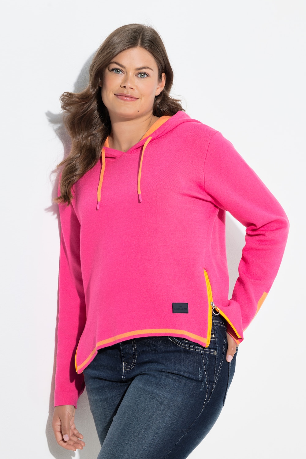 Große Größen Strick-Hoodie, Damen, rosa, Größe: 40/42, Viskose/Synthetische Fasern/Polyester, LAURASON