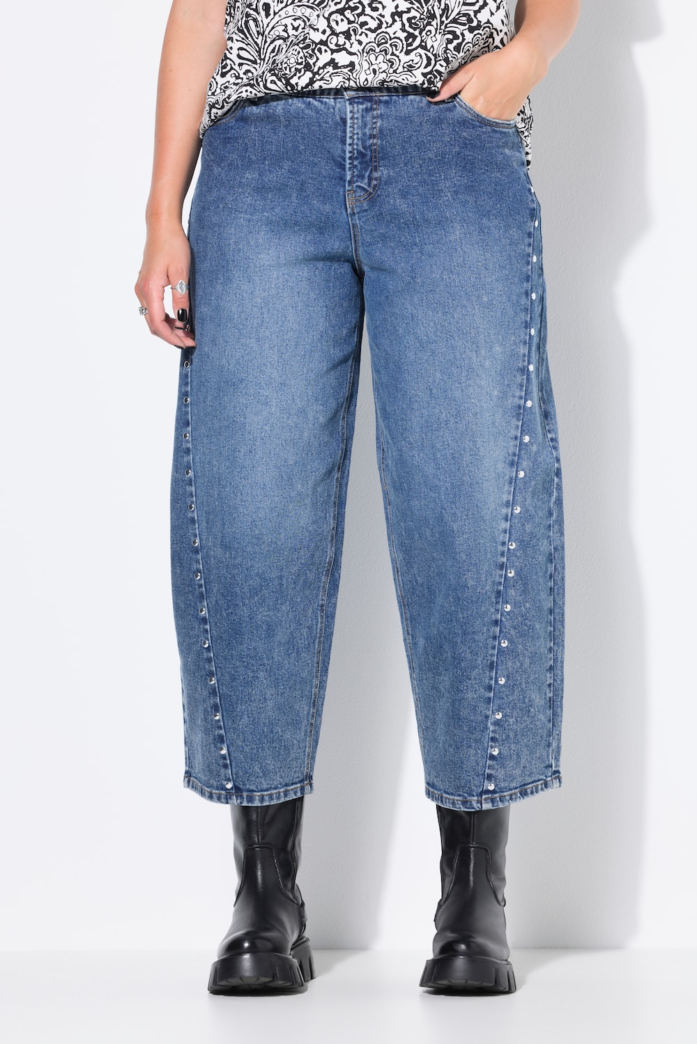 Große Größen Barrel-Jeans, Damen, blau, Größe: 46, Baumwolle, Studio Untold