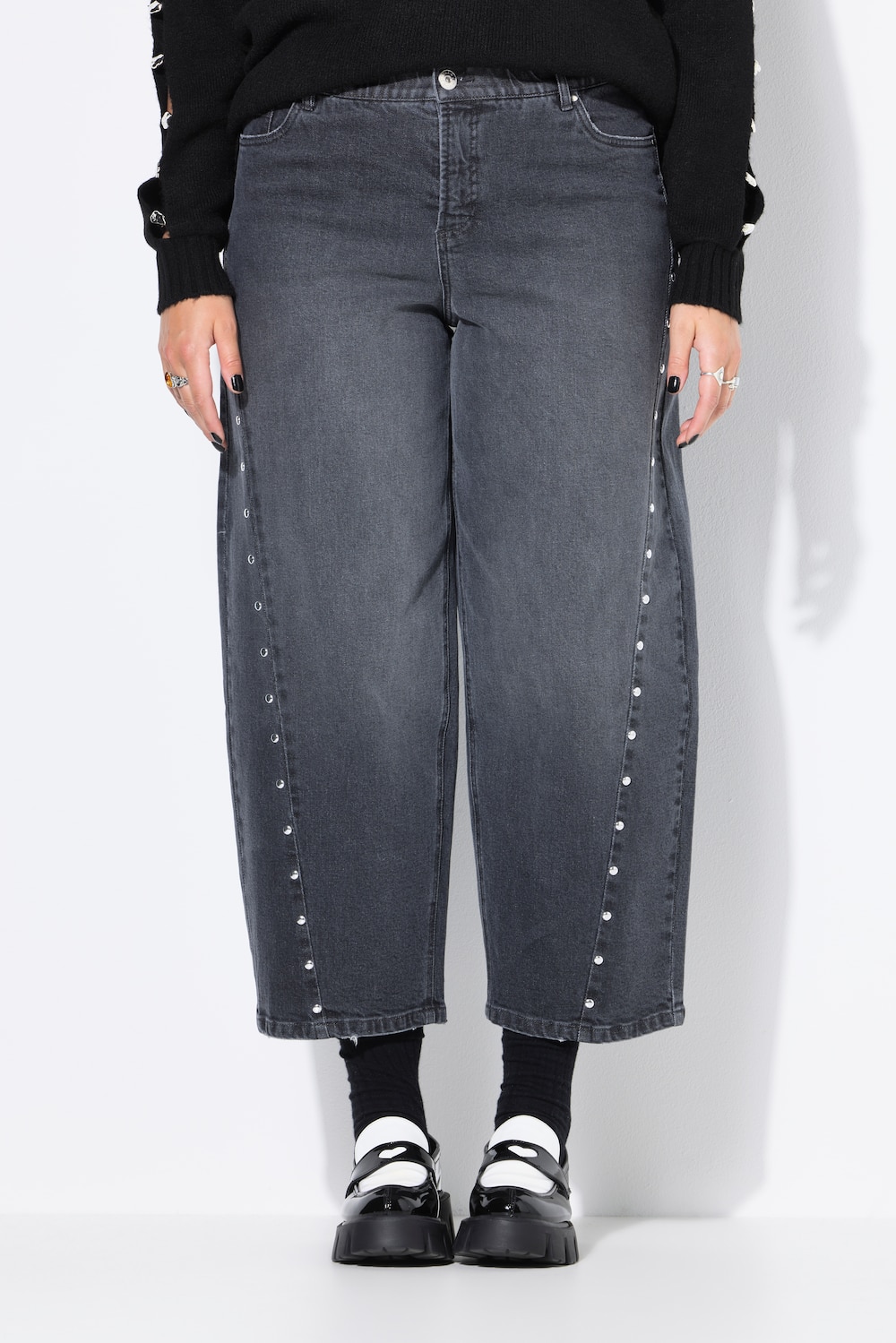 Große Größen Barrel-Jeans, Damen, grau, Größe: 56, Baumwolle, Studio Untold