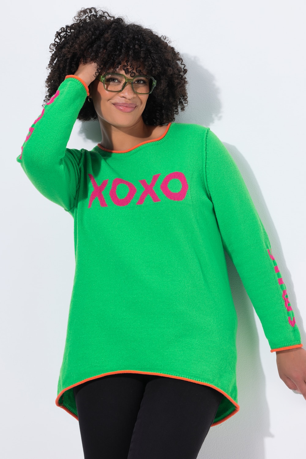 Trui, straight fit, statement, open afgewerkt