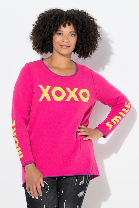 Trui, straight fit, statement, open afgewerkt