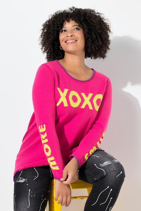 Trui, straight fit, statement, open afgewerkt