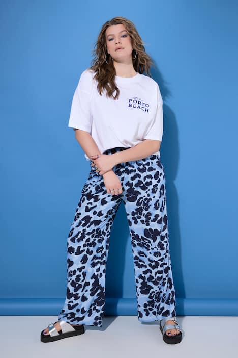 Broek, wijde pijpen, luipaard, zoomrand