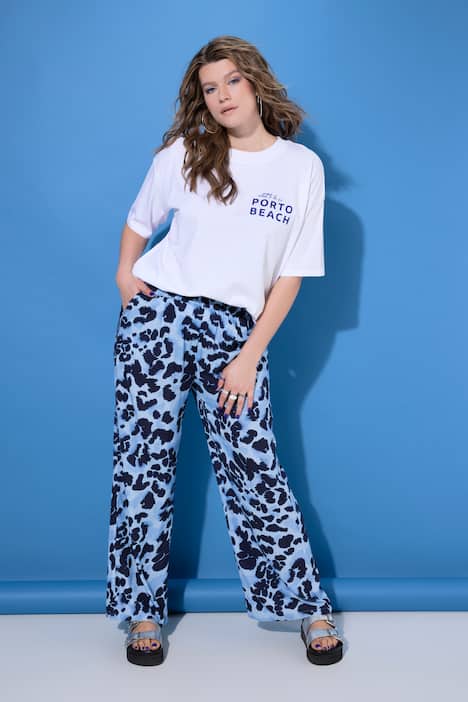 Broek, wijde pijpen, luipaard, zoomrand