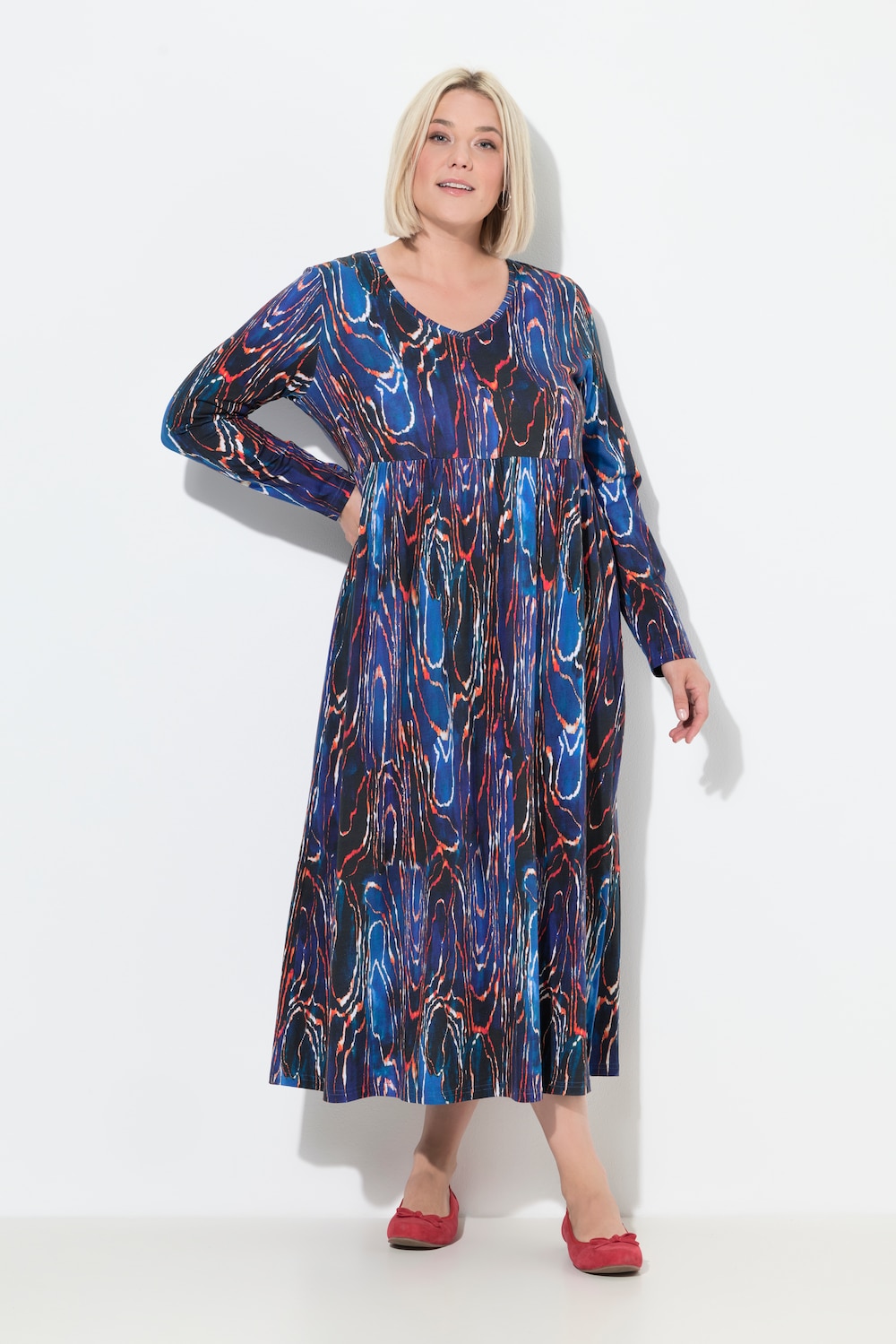 Große Größen Maxikleid, Damen, blau, Größe: 66/68, Baumwolle, Ulla Popken