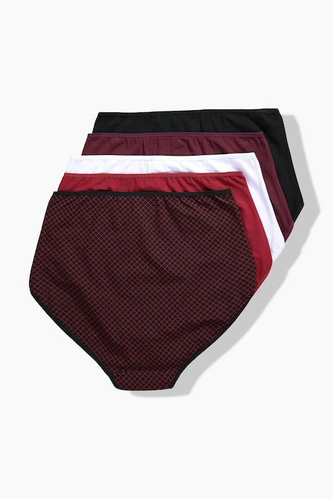 Maxislips, 5er-Pack, Muster/einfarbig, High Waist
