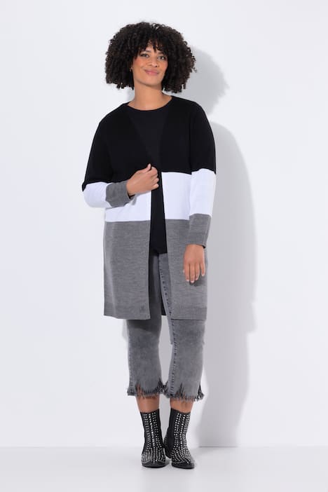 Lang vest, blokstrepen, open model