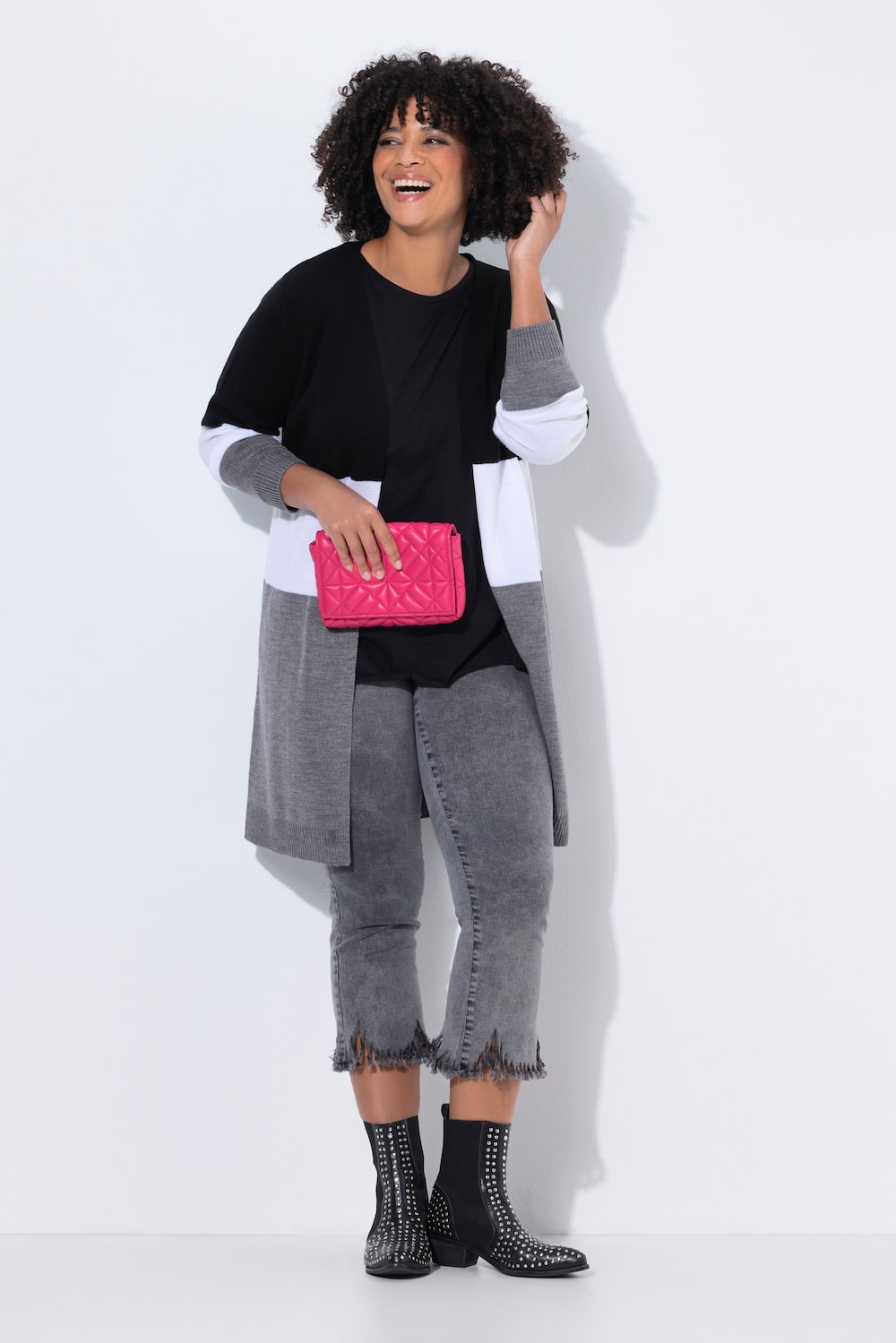 Lang vest, blokstrepen, open model