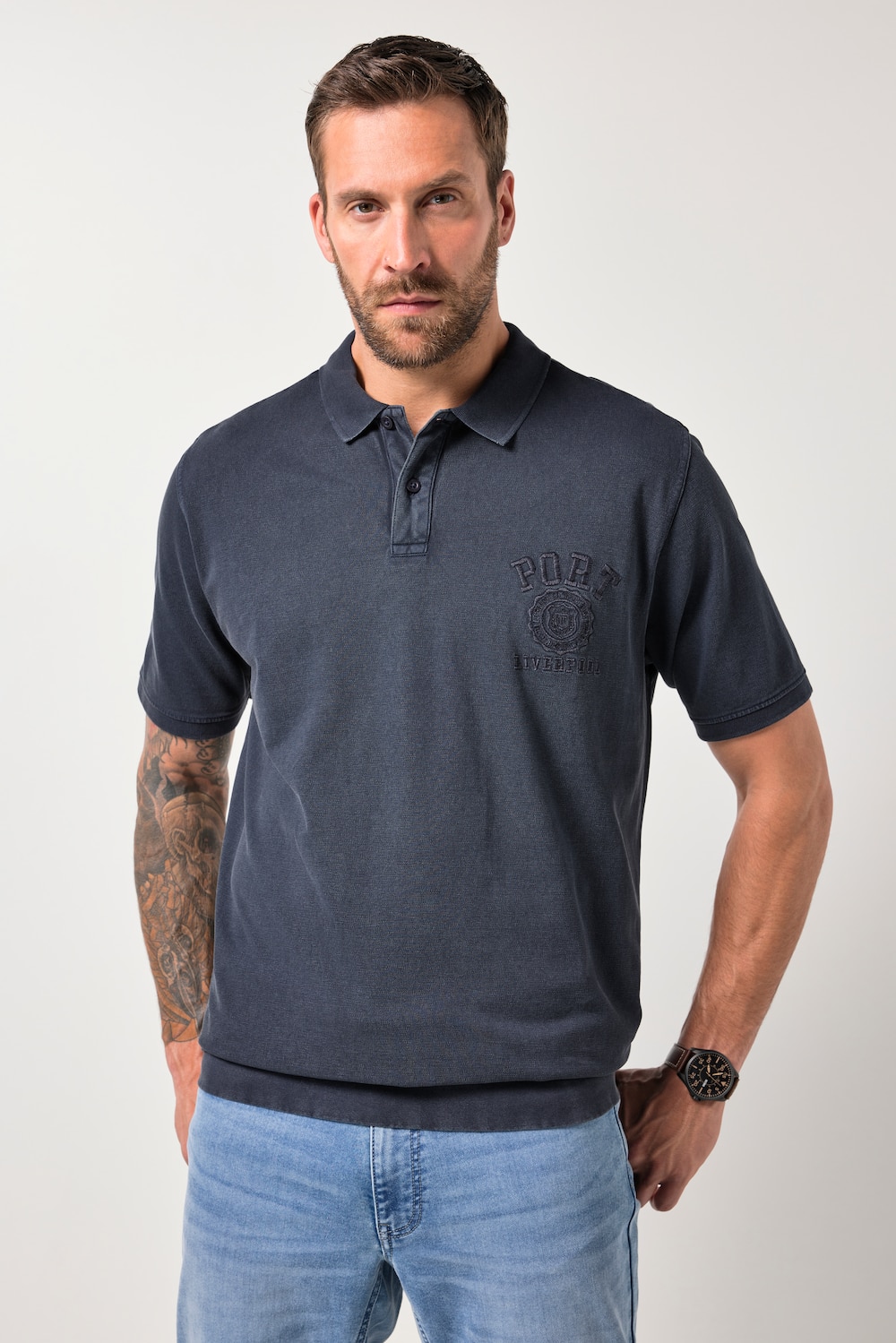 JP1880 poloshirt, Buik-Fit, korte mouwen, piqué, vintage look, XXL tot 10XL