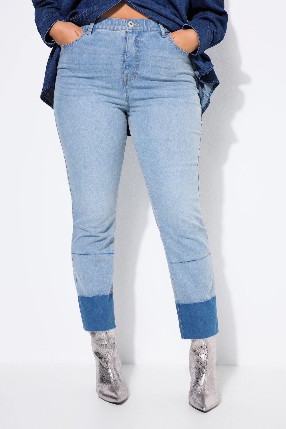 Thumbnail - Große Größen Mom-Jeans, Damen, blau, Größe: 44, Baumwolle/Polyester, Studio Untold