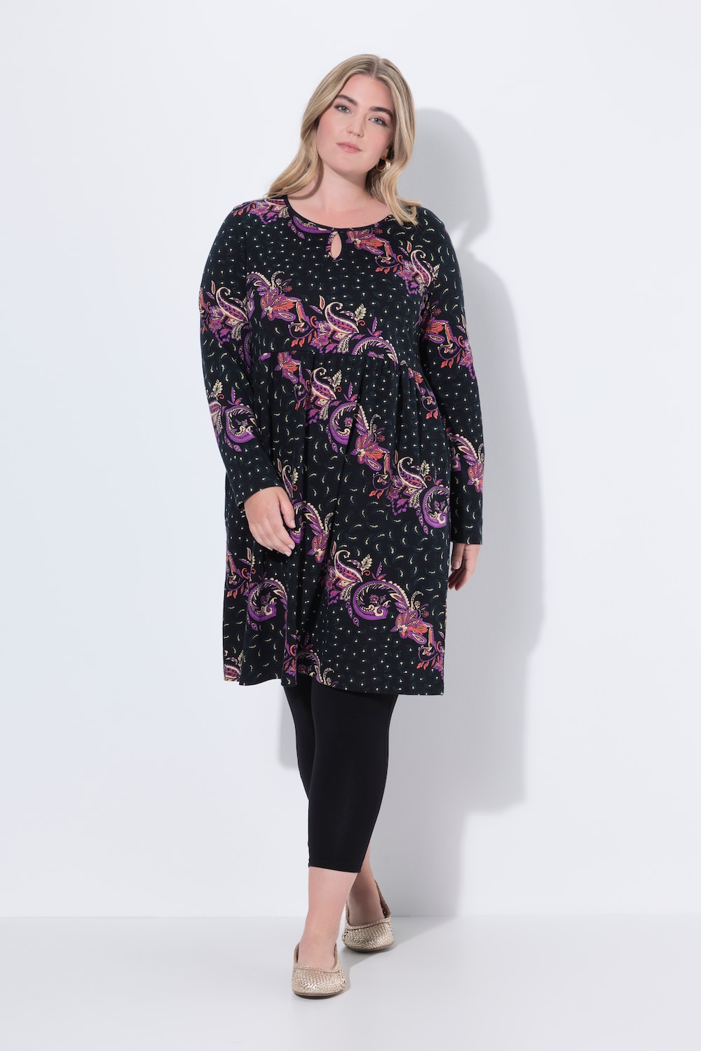 Thumbnail - Große Größen Jerseykleid, Damen, schwarz, Größe: 54/56, Baumwolle, Ulla Popken