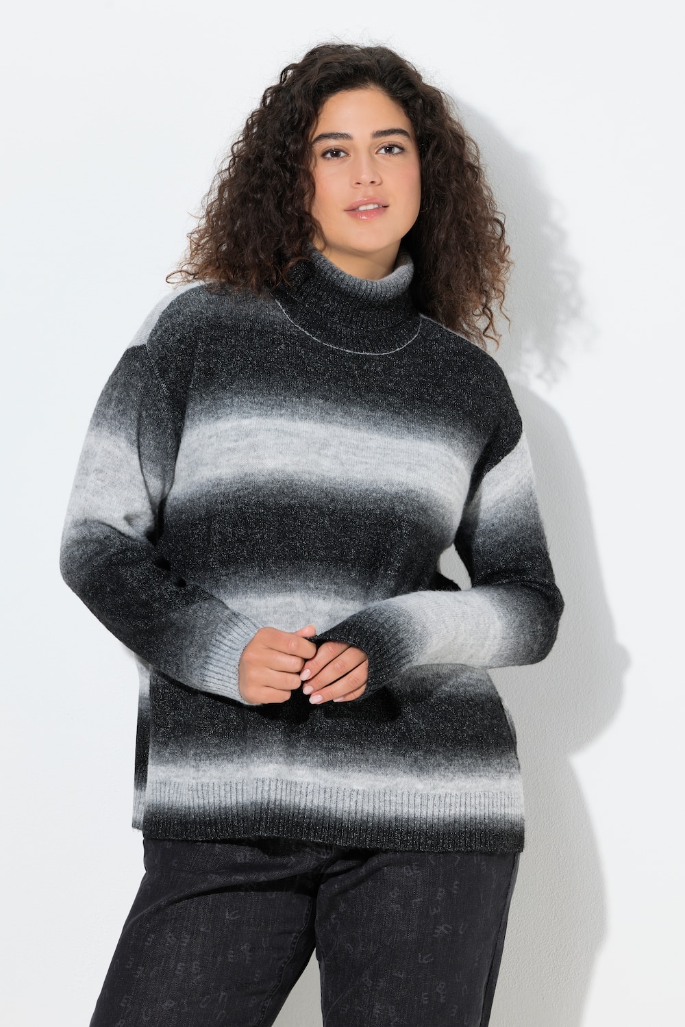 Große Größen Pullover, Damen, grau, Größe: 42/44, Synthetische Fasern/Polyester, Ulla Popken
