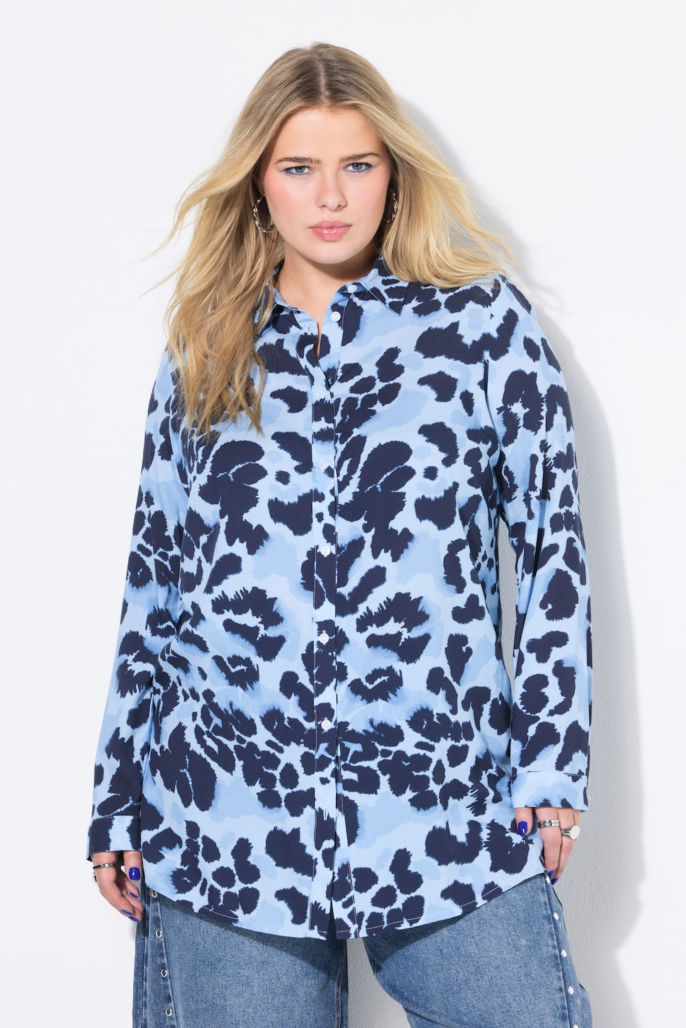 Thumbnail - Große Größen Hemdbluse, Damen, blau, Größe: 58/60, Viskose, Studio Untold