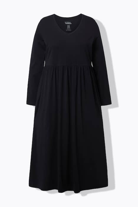 Maxikleid, A-Linie, V-Ausschnitt, Langarm