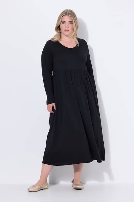 Maxikleid, A-Linie, V-Ausschnitt, Langarm