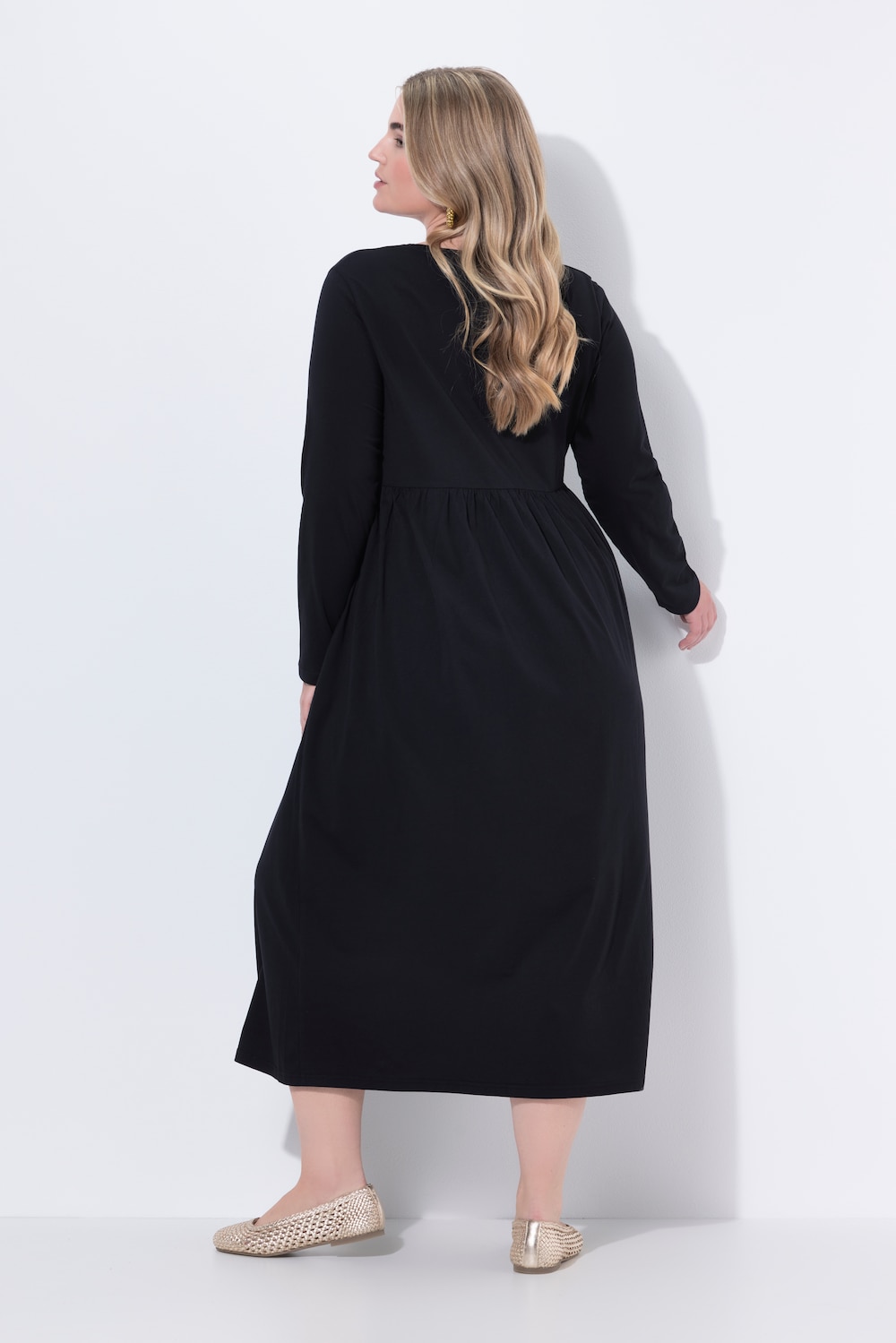 Ulla Popken Zwarte Lange Jurk Lange Mouwen Mooie Jurken Dames Plus