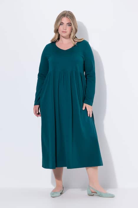 Maxikleid, A-Linie, V-Ausschnitt, Langarm
