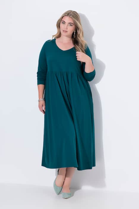 Maxikleid, A-Linie, V-Ausschnitt, Langarm