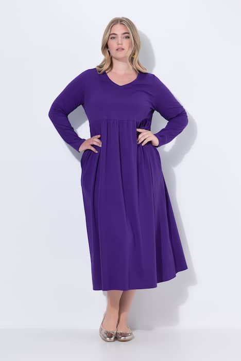 Maxikleid, A-Linie, V-Ausschnitt, Langarm
