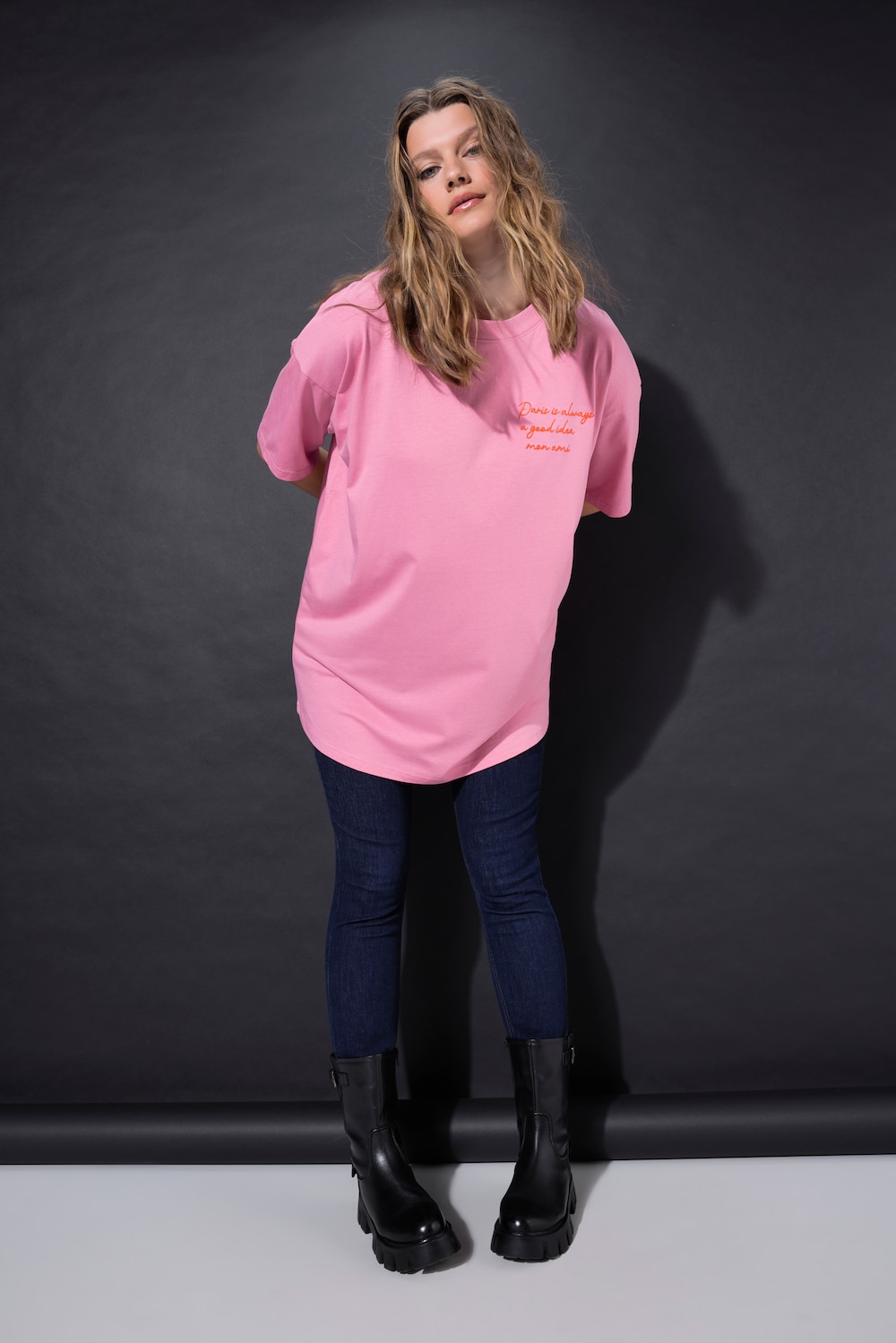 T-Shirt, oversized, Eifelturm-Rückenprint