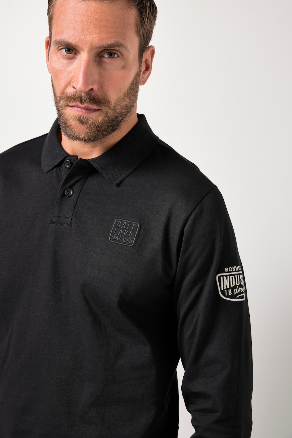 Stora storlekar Långärmad pikétröja, Her, svart, storlek: 7XL, Bomull, JP1880