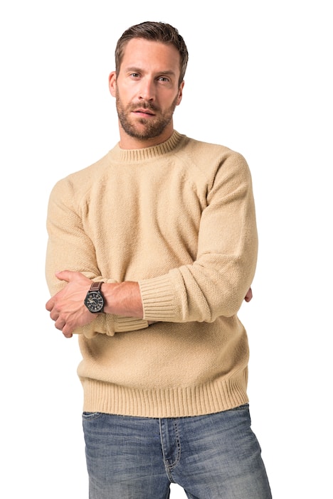 Svetr JP1880, strukturovaný úplet, dlouhé raglánové rukávy, do 7XL