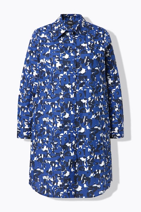 Longbluse, Buchstaben, A-Linie, Hemdkragen, Langarm