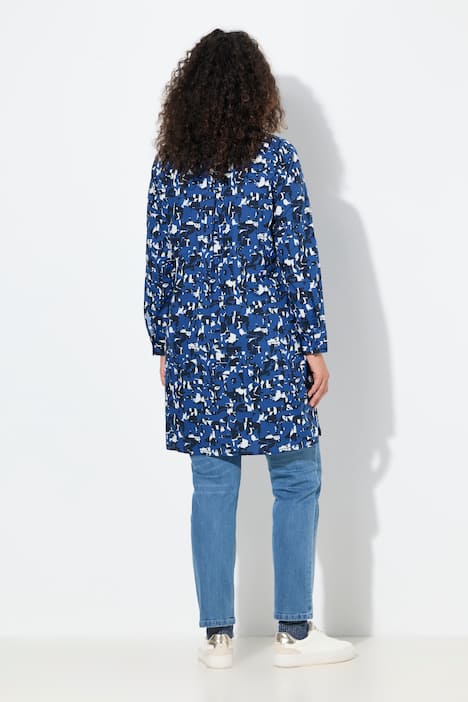 Longbluse, Buchstaben, A-Linie, Hemdkragen, Langarm