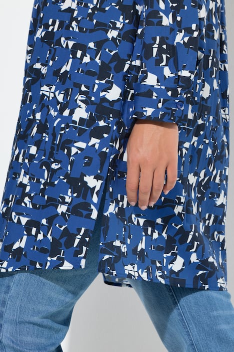 Longbluse, Buchstaben, A-Linie, Hemdkragen, Langarm