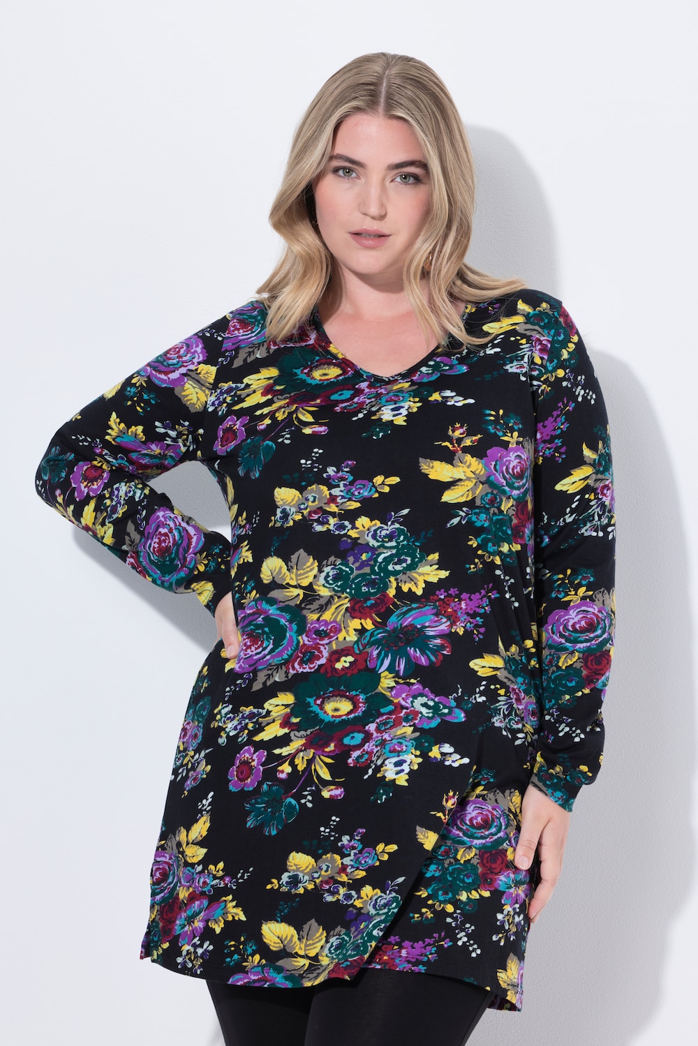 Große Größen Longshirt, Damen, schwarz, Größe: 42/44, Baumwolle, Ulla Popken