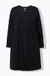 Jerseykleid, A-Linie, Tunika-Ausschnitt, Langarm