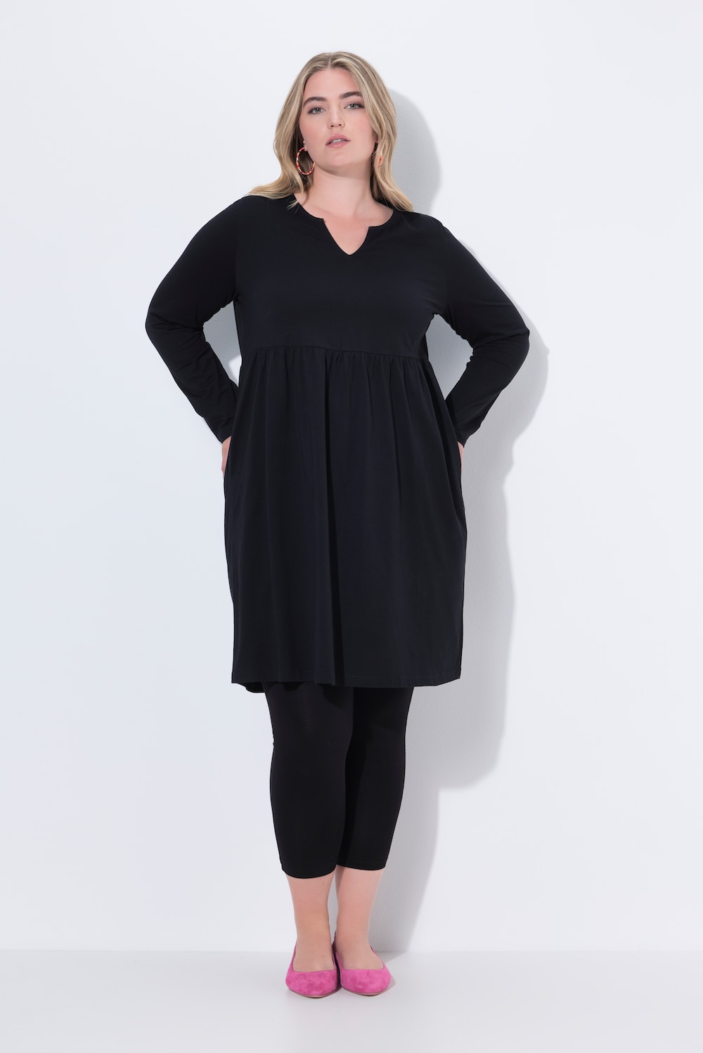 Große Größen Jerseykleid, Damen, schwarz, Größe: 50/52, Baumwolle, Ulla Popken