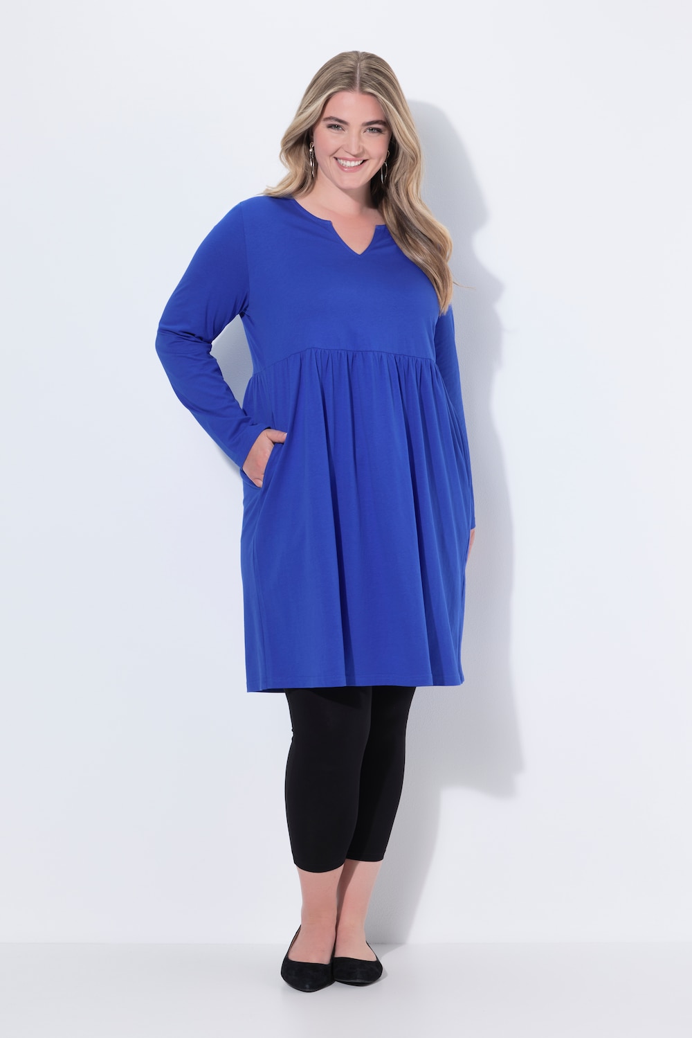 Große Größen Jerseykleid, Damen, blau, Größe: 50/52, Baumwolle, Ulla Popken