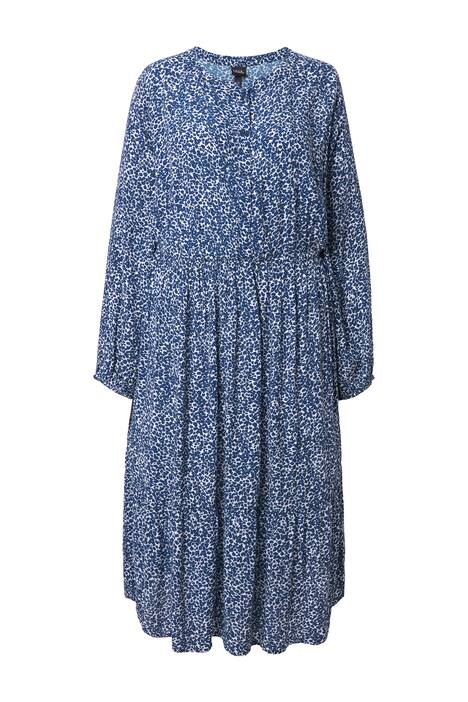 Midi šaty, A-linie, kulatý výstřih, dlouhý rukáv, krep