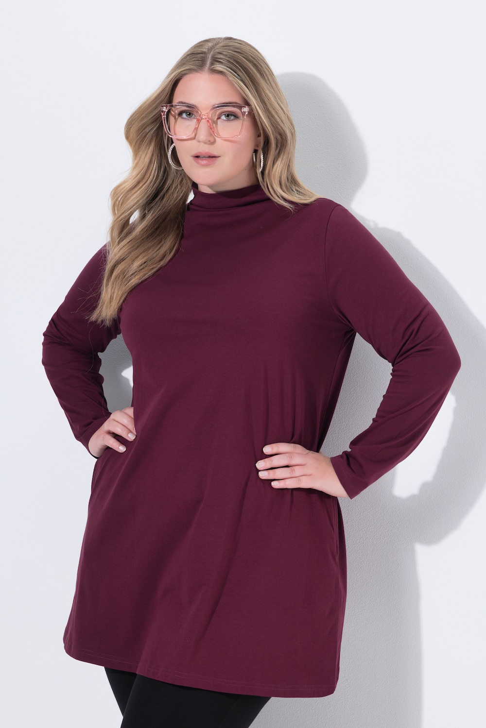 Longshirt, A-Linie, Stehkragen, Langarm, Taschen