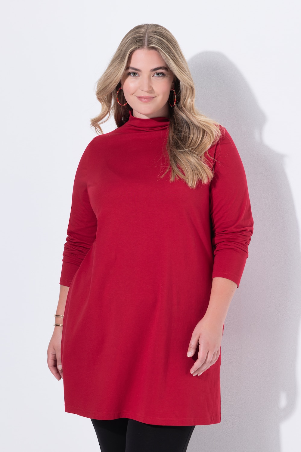 Longshirt, A-Linie, Stehkragen, Langarm, Taschen