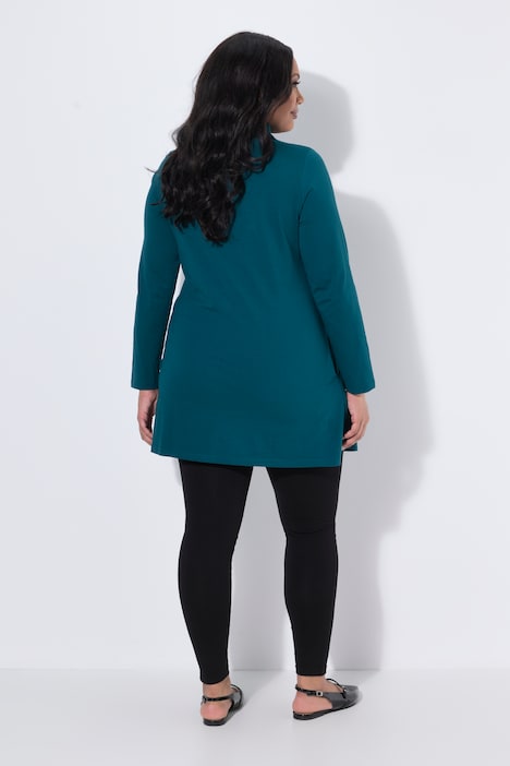 Longshirt, A-Linie, Stehkragen, Langarm, Taschen