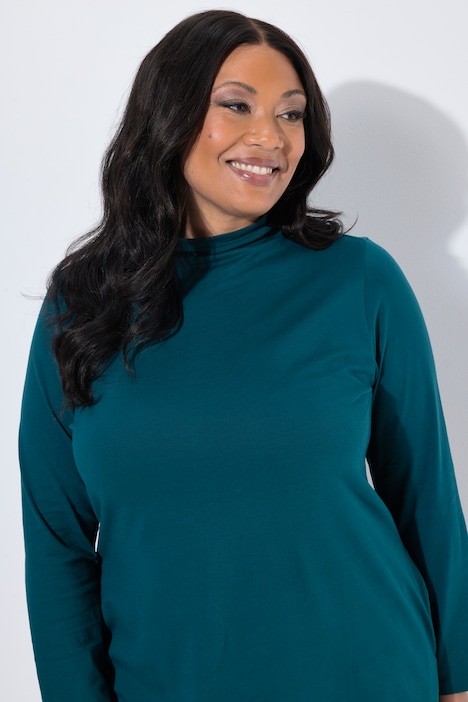 Longshirt, A-Linie, Stehkragen, Langarm, Taschen