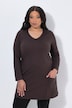 Longshirt, Taschen, A-Linie, V-Ausschnitt, Langarm