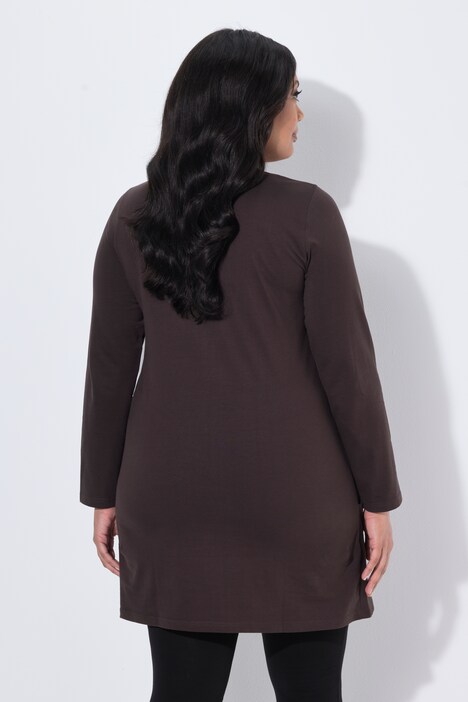 Longshirt, Taschen, A-Linie, V-Ausschnitt, Langarm